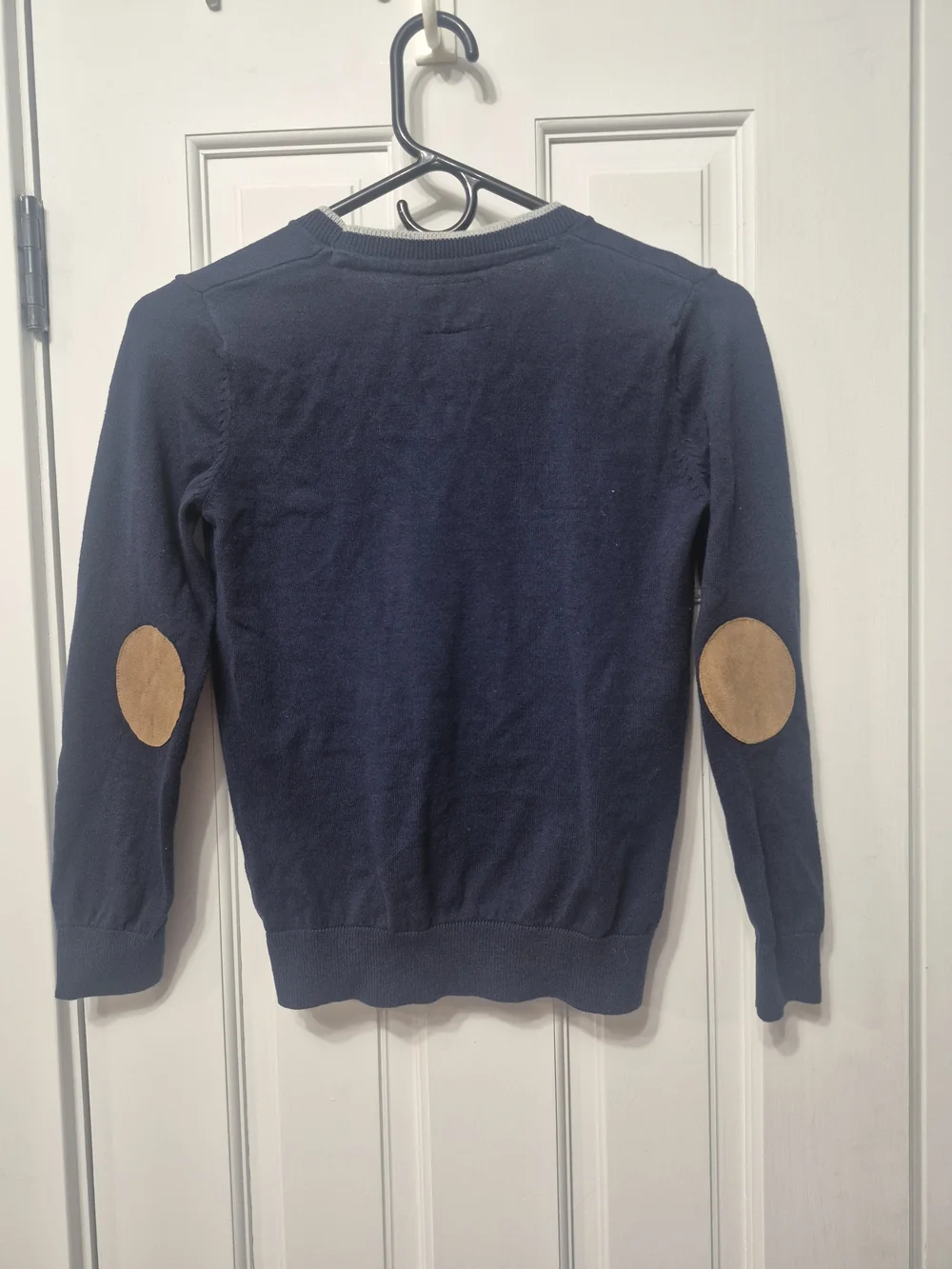 100% Organic Cotton Kids Navy Cardigan with Gray Contrast Trim